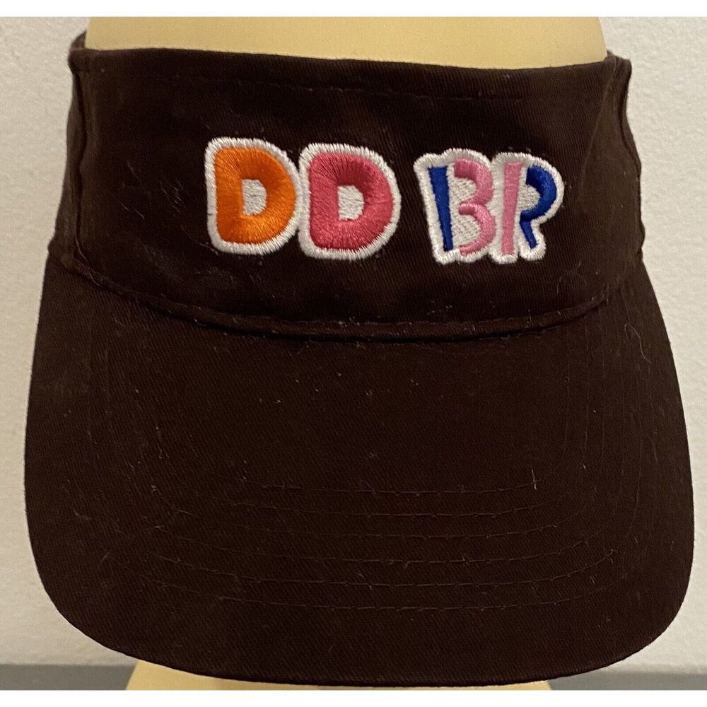 Dunkin Donuts Baskin Robbins Employee Uniform Work Brown Hat Cap Visor